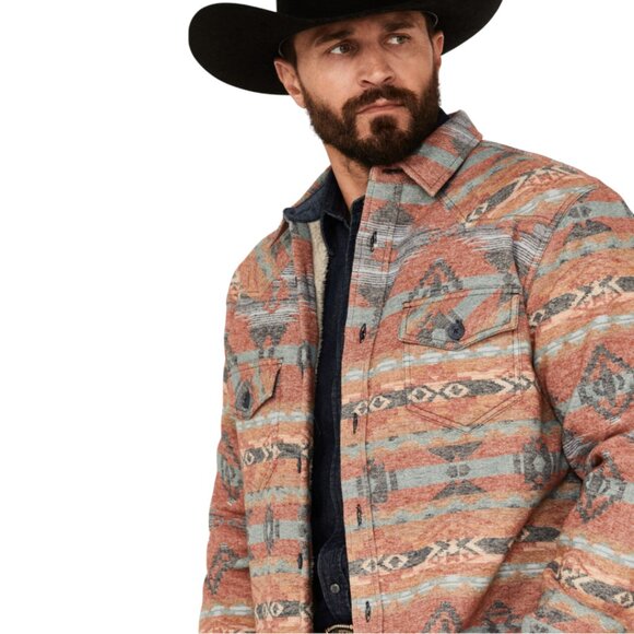 CODY JAMES MEN'S SPOKANE SOUTHWESTERN PRINT SHERPA SHACKET WESTERN RODEO LARGE - Picture 3 of 12